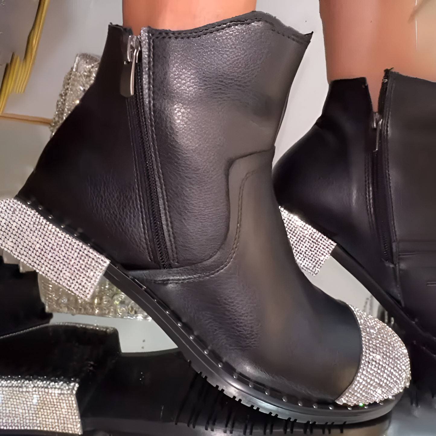 Crystal Stone Ankle Boots