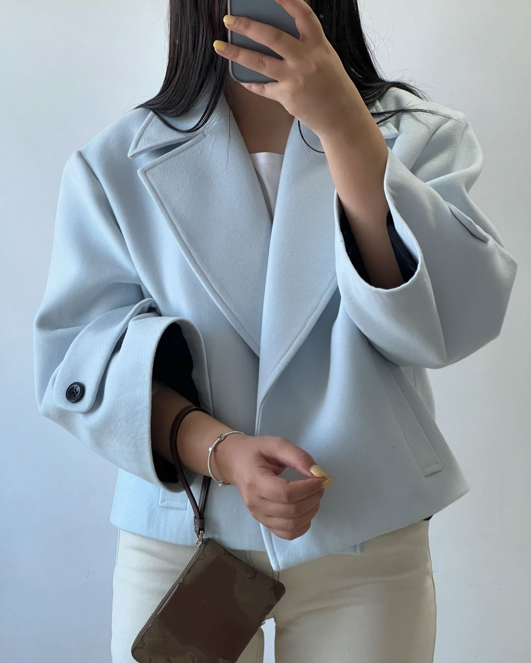 Fashionable suit collar solid color woolen jacket