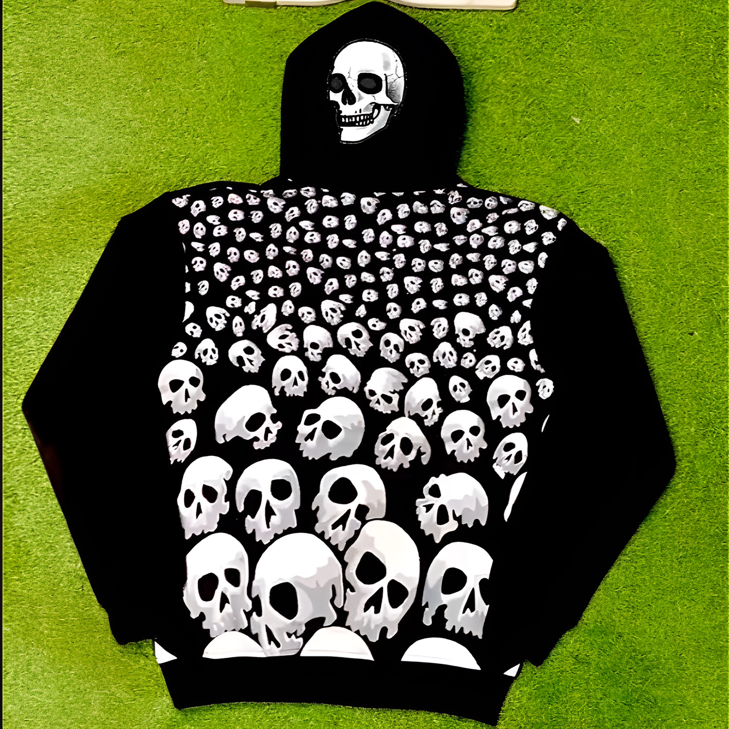 Cotton hooded skull sweatshirt