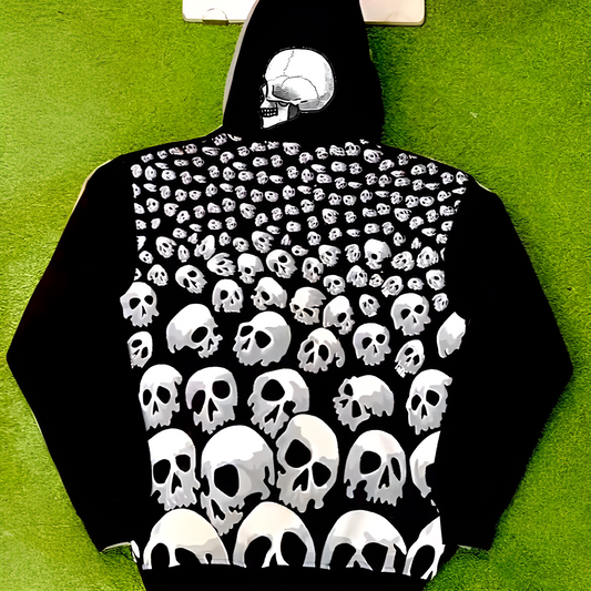 Cotton hooded skull sweatshirt