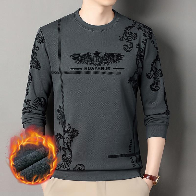 Autumn and winter thickened flocking printed sweatshirt