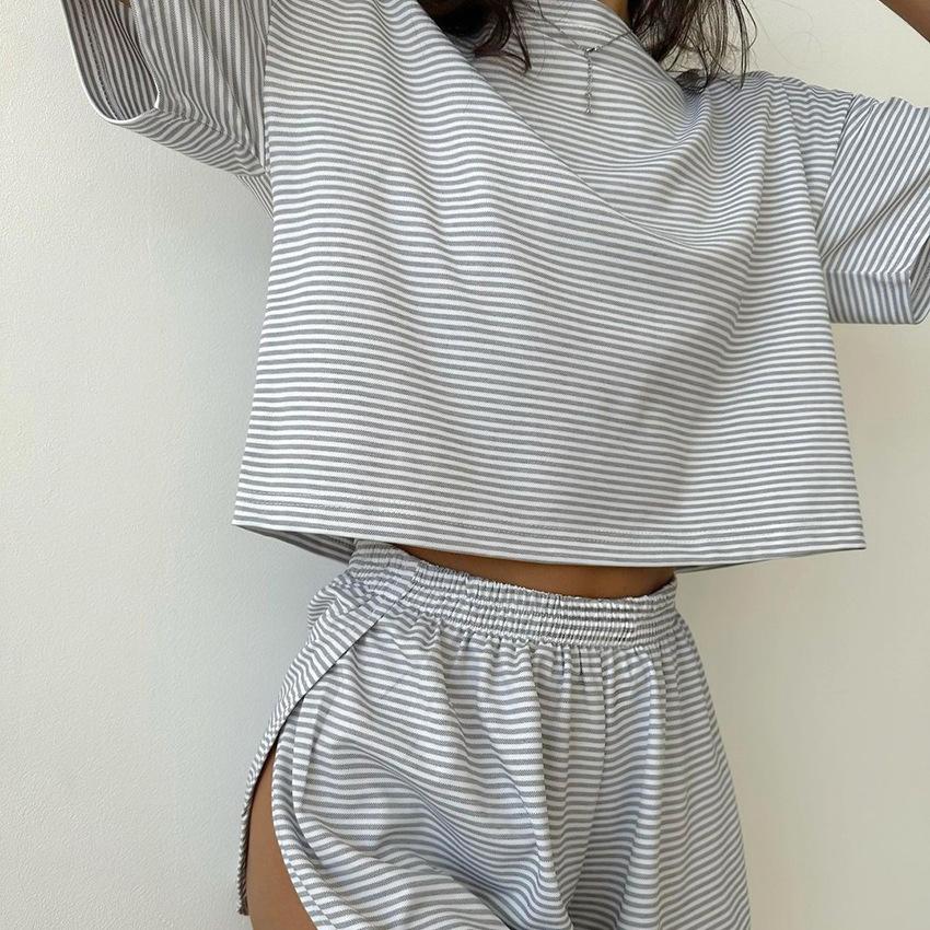 Autumn Knitted Striped Pajama Set