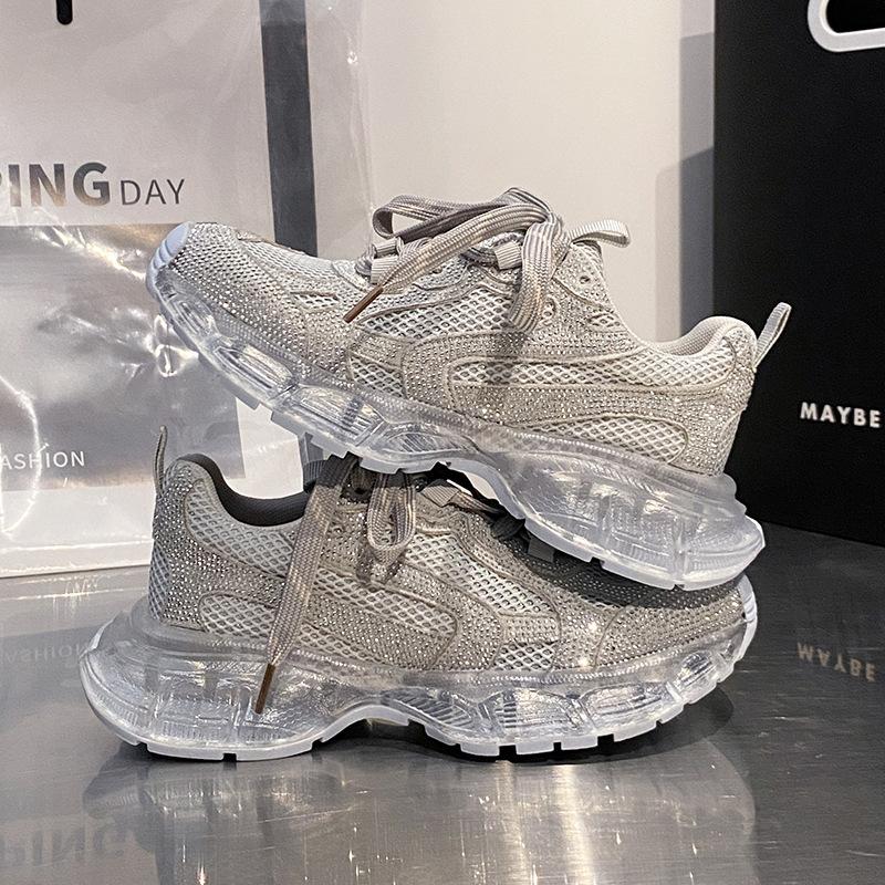 Starry rhinestone mesh breathable casual sneakers