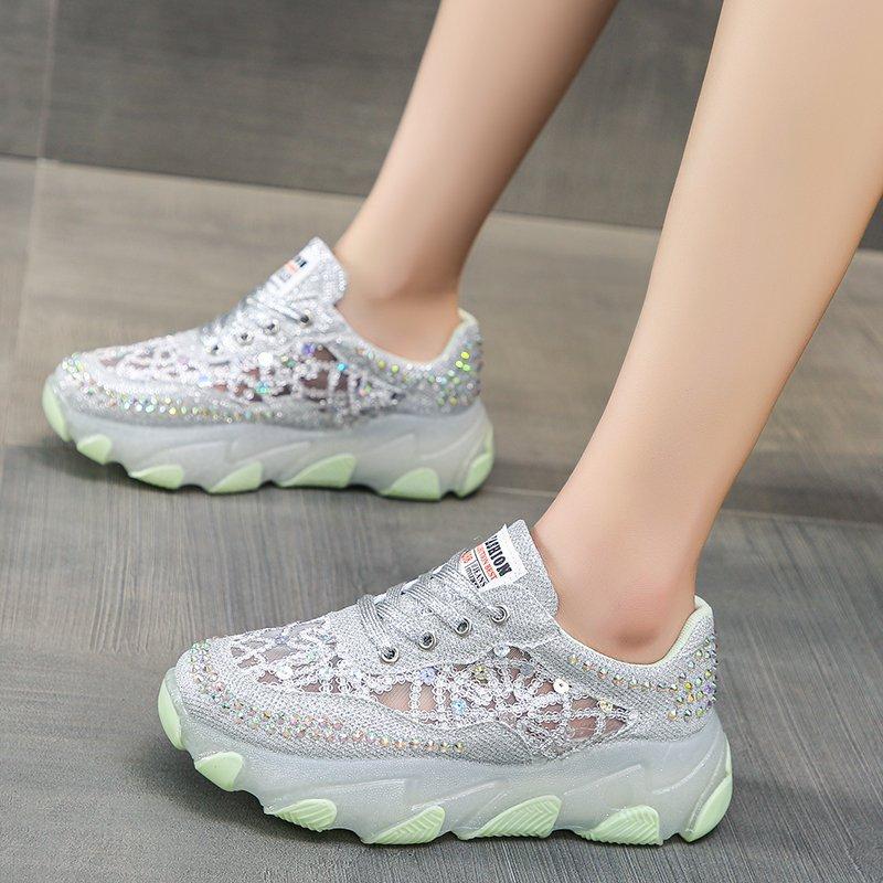 New breathable rhinestone hollow sneakers