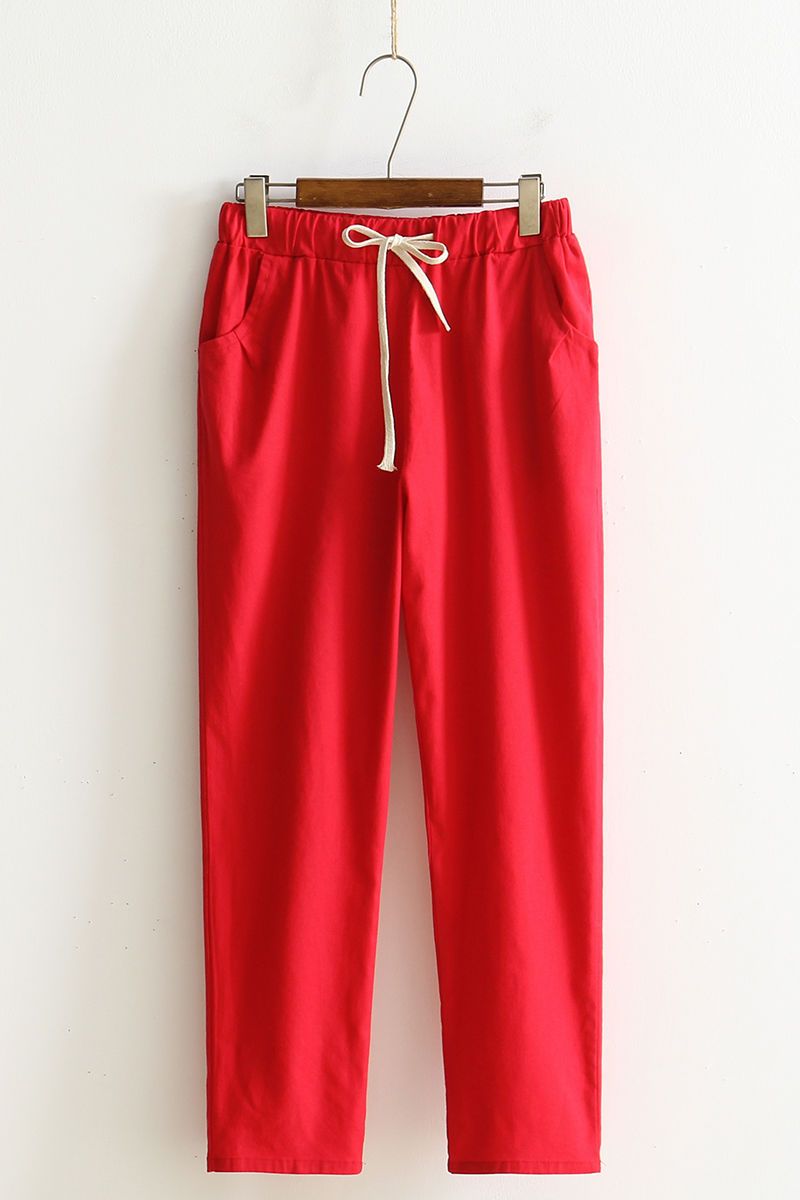 Cotton and linen casual pants