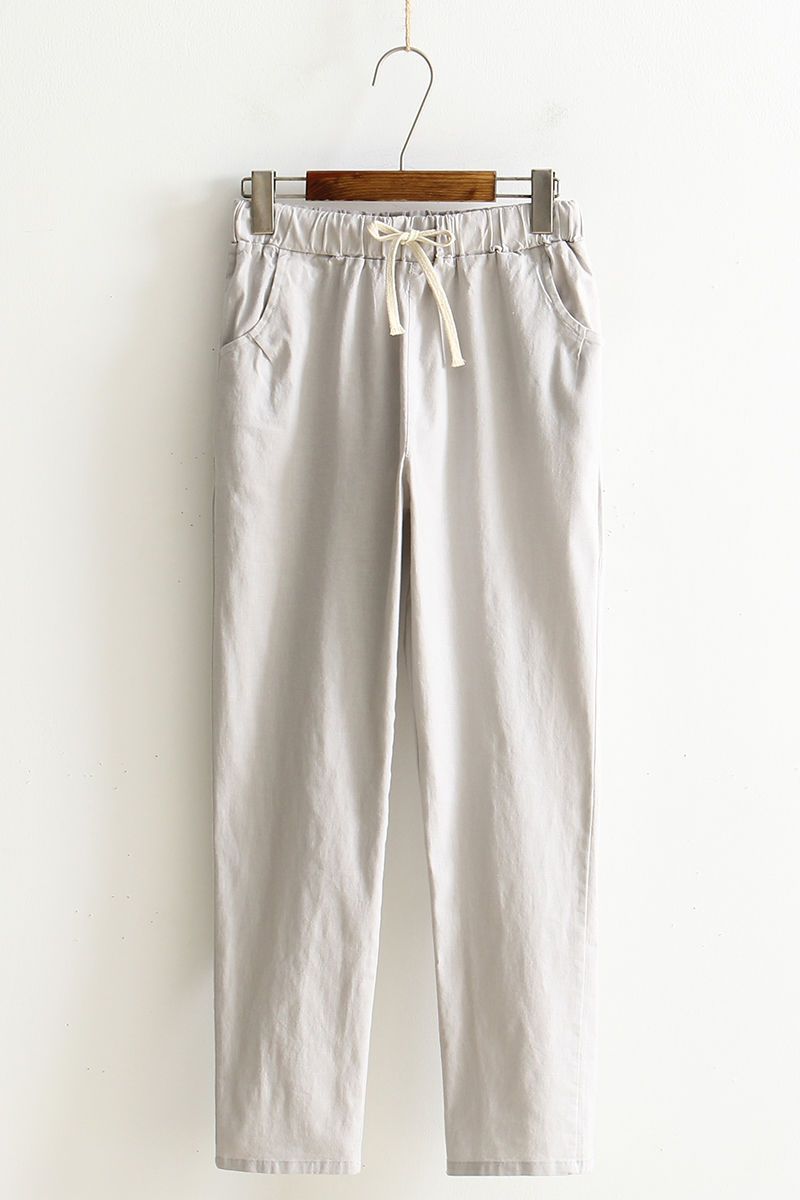 Cotton and linen casual pants