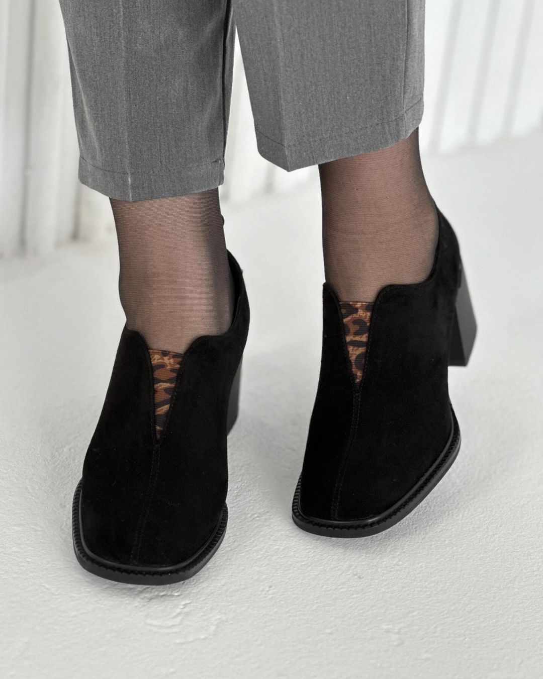 suede block heel loafers