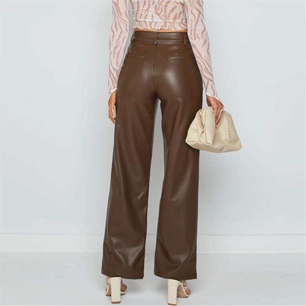 Women's high elastic PU leather pants