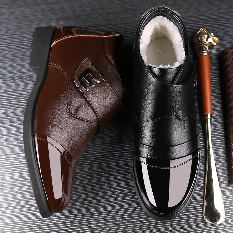 High-top plus velvet leather business cotton shoes