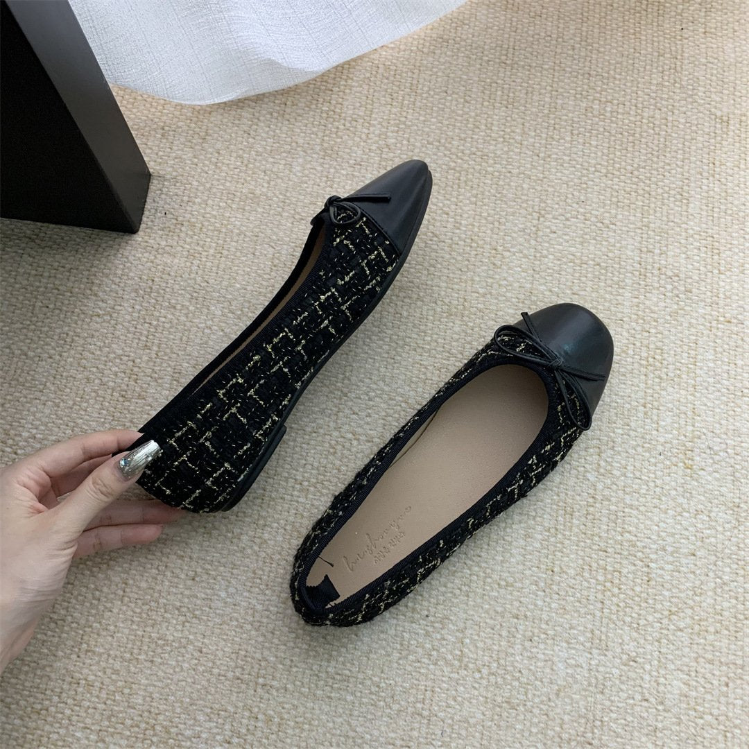 Flat-soled small fragrant style gentle spring and autumn scoop shoes