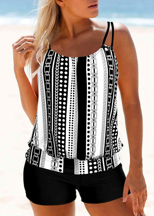 Double Straps Polka Dot Tankini Top