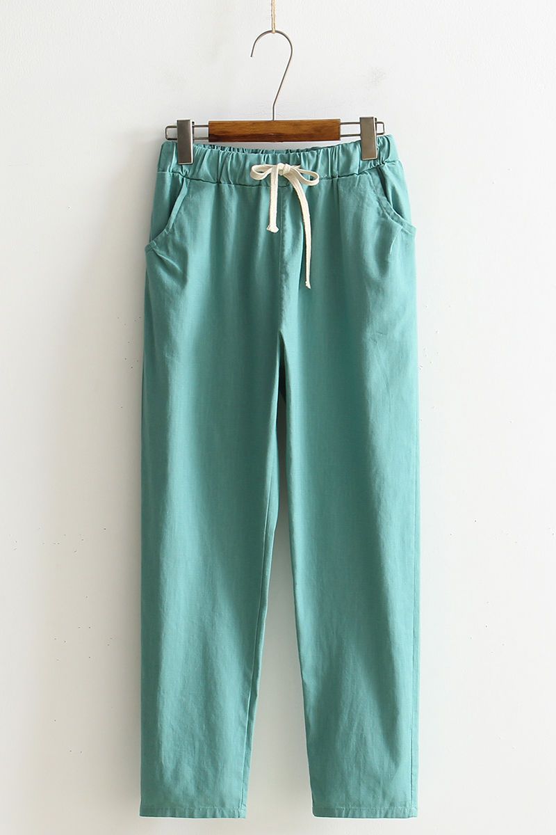 Cotton and linen casual pants