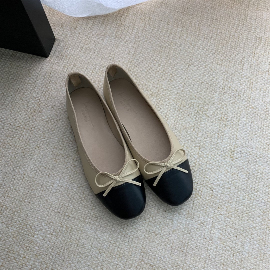 Flat-soled small fragrant style gentle spring and autumn scoop shoes