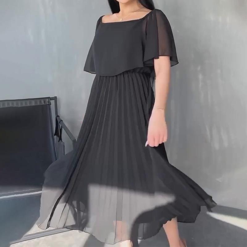 Bateau neck chiffon dress