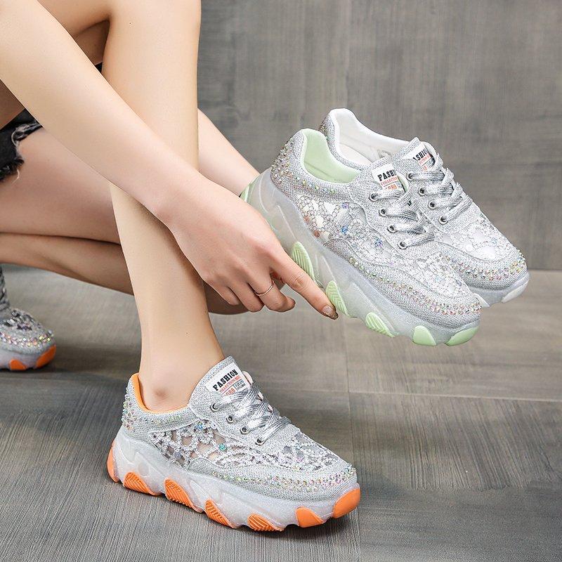 New breathable rhinestone hollow sneakers