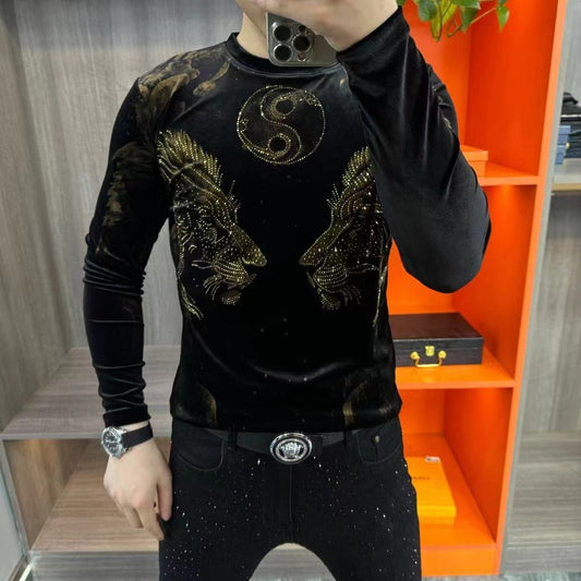 New fashionable gold velvet bottoming shirt