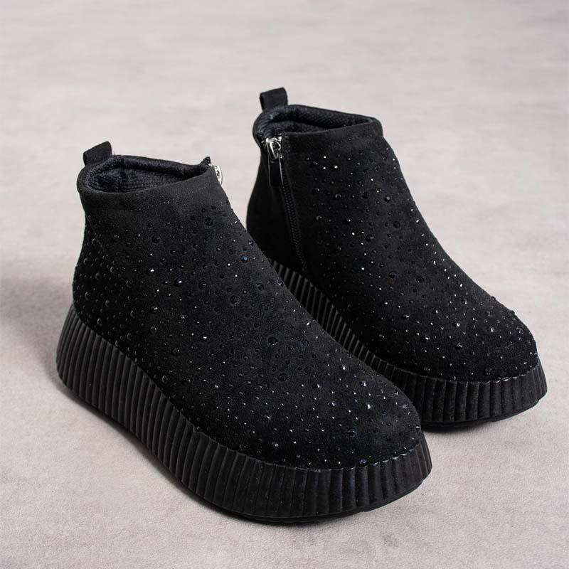 Comfortable Rhinestone Sparkle Side Zip Platform Shoes