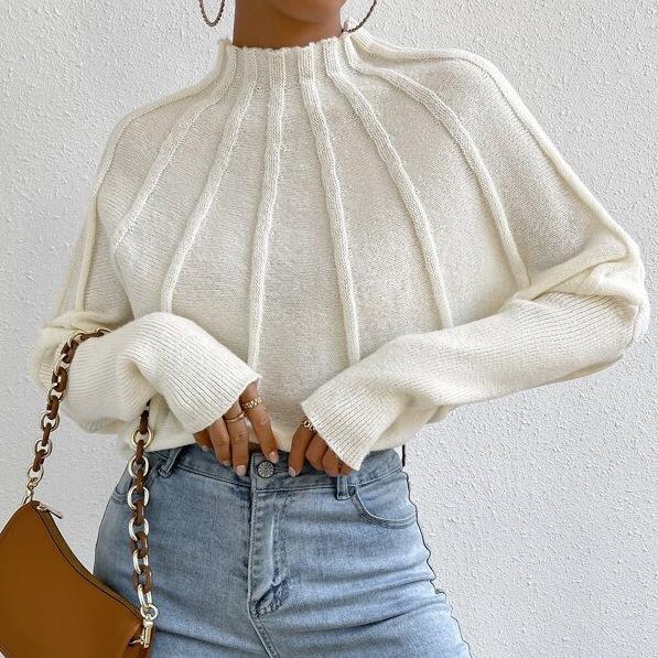 Half turtleneck solid color knitted sweater