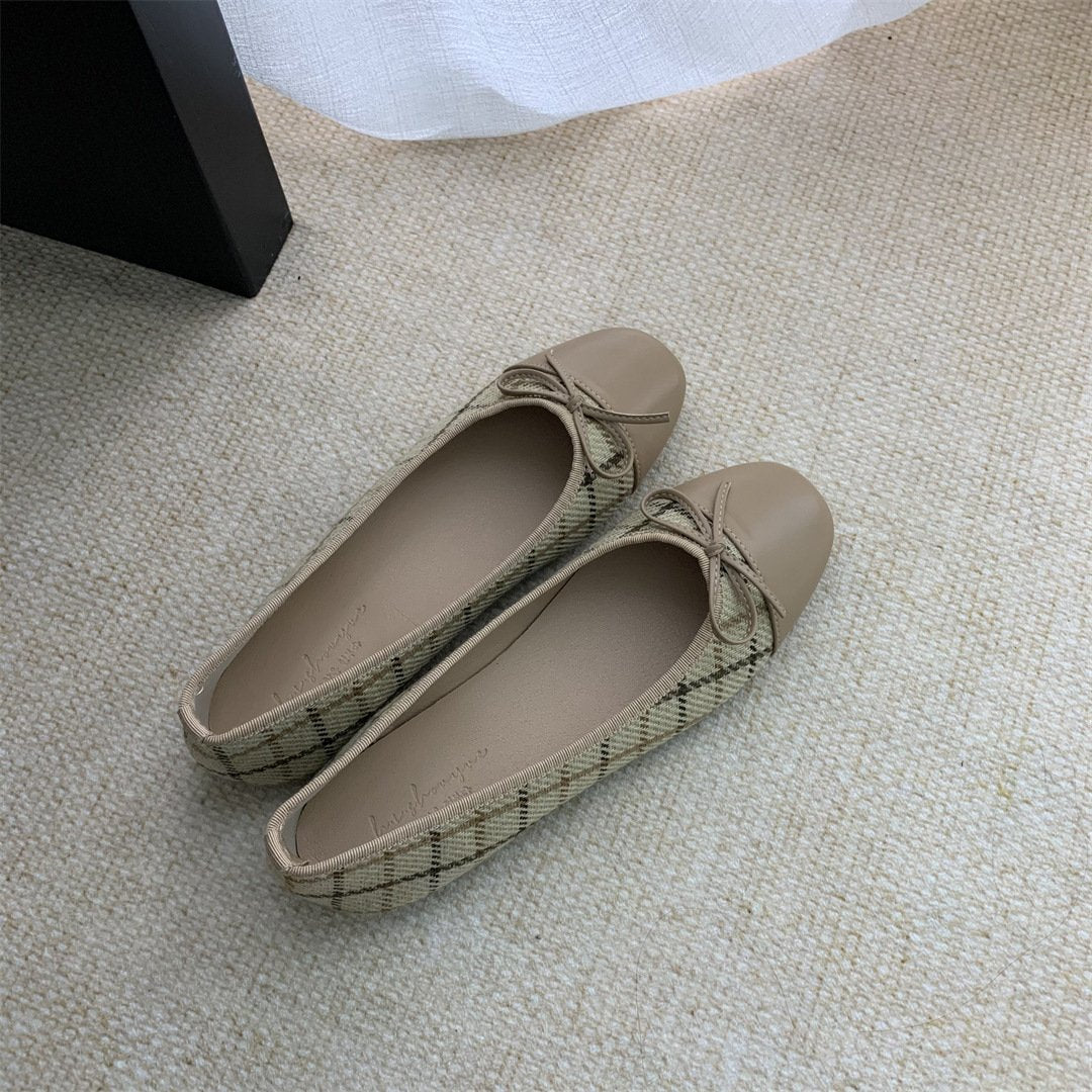 Flat-soled small fragrant style gentle spring and autumn scoop shoes