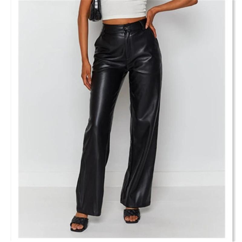 Women's high elastic PU leather pants