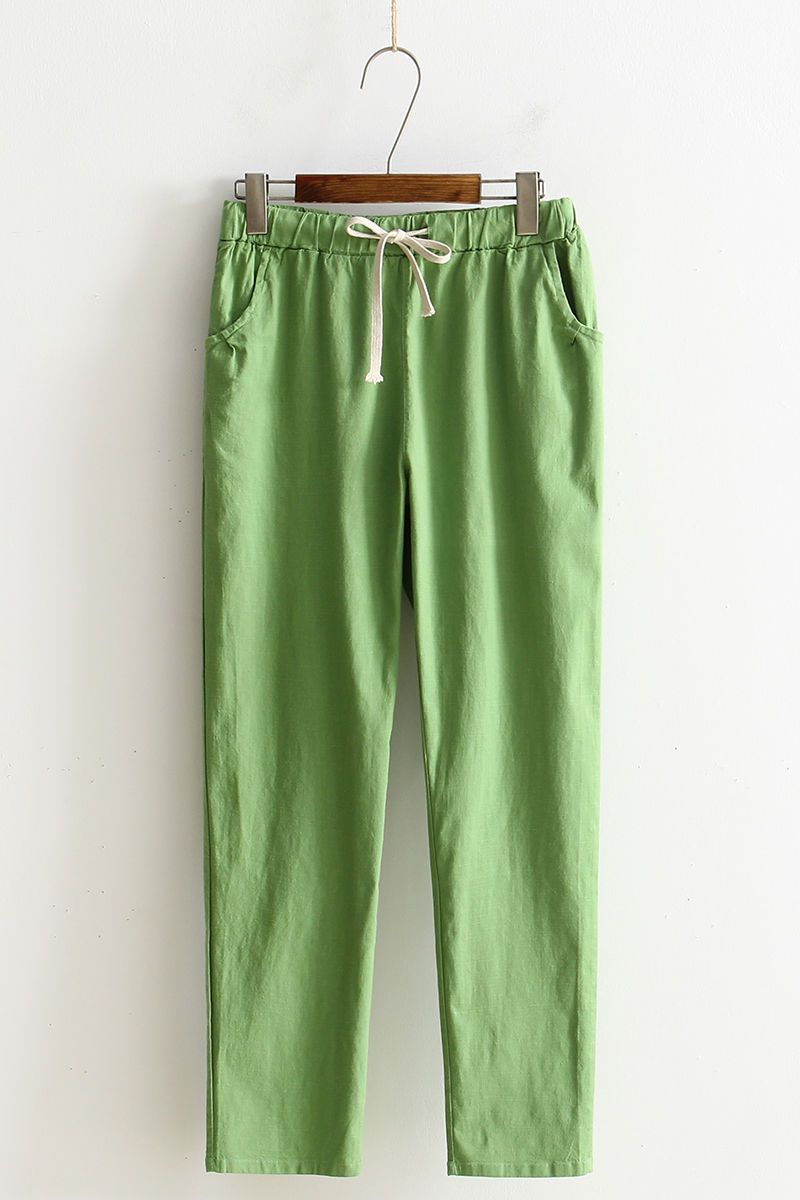 Cotton and linen casual pants