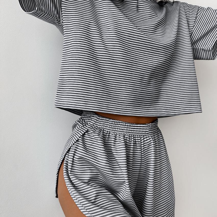 Autumn Knitted Striped Pajama Set