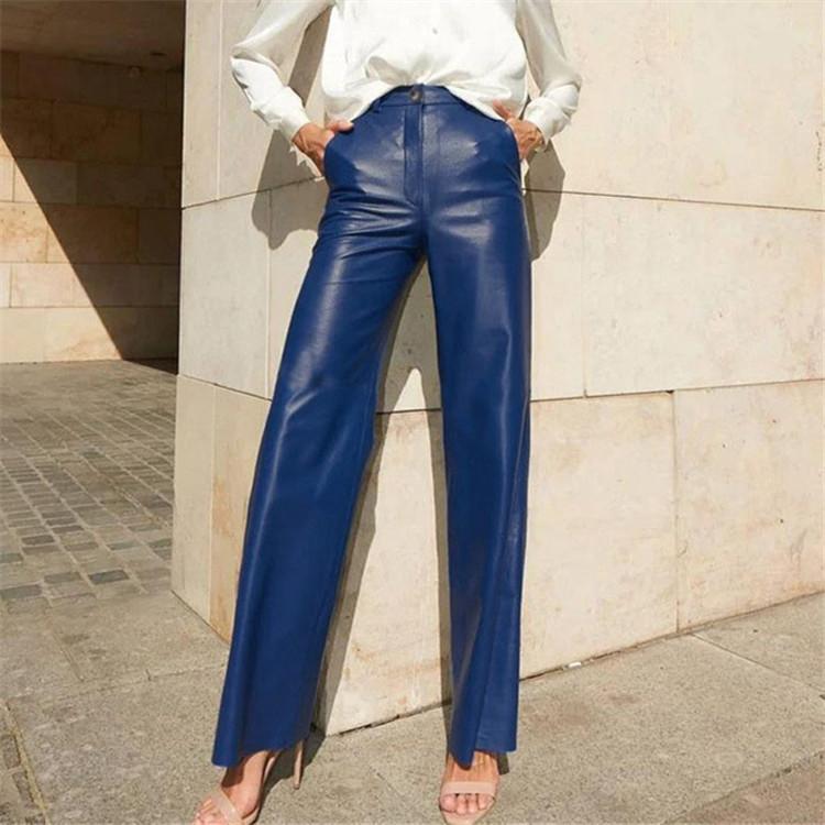 Women's high elastic PU leather pants