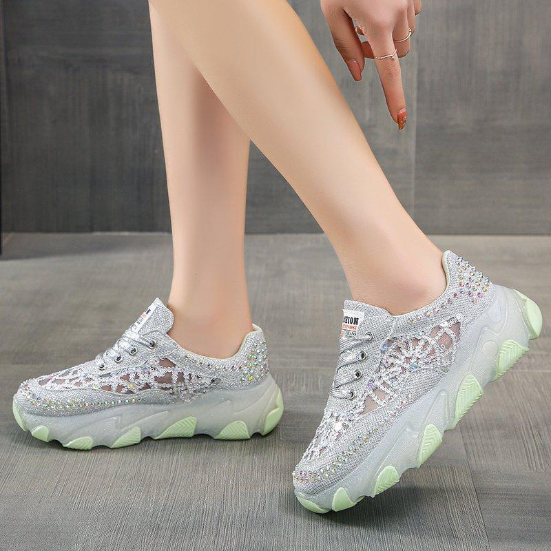 New breathable rhinestone hollow sneakers