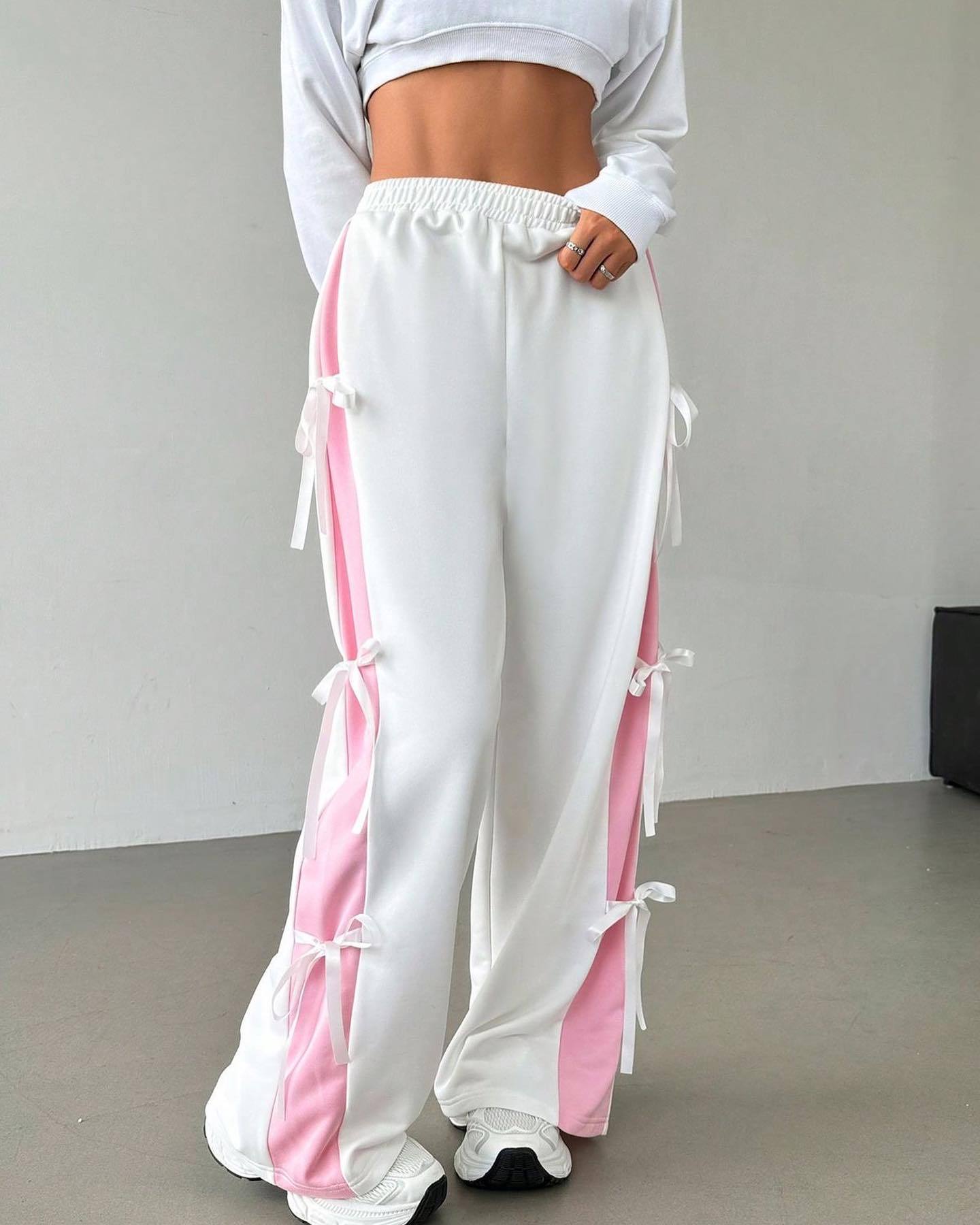 New hot girl cute bow casual trousers