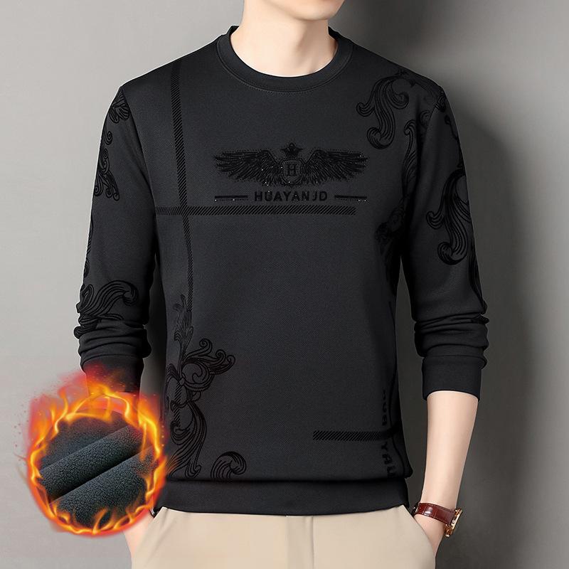 Autumn and winter thickened flocking printed sweatshirt