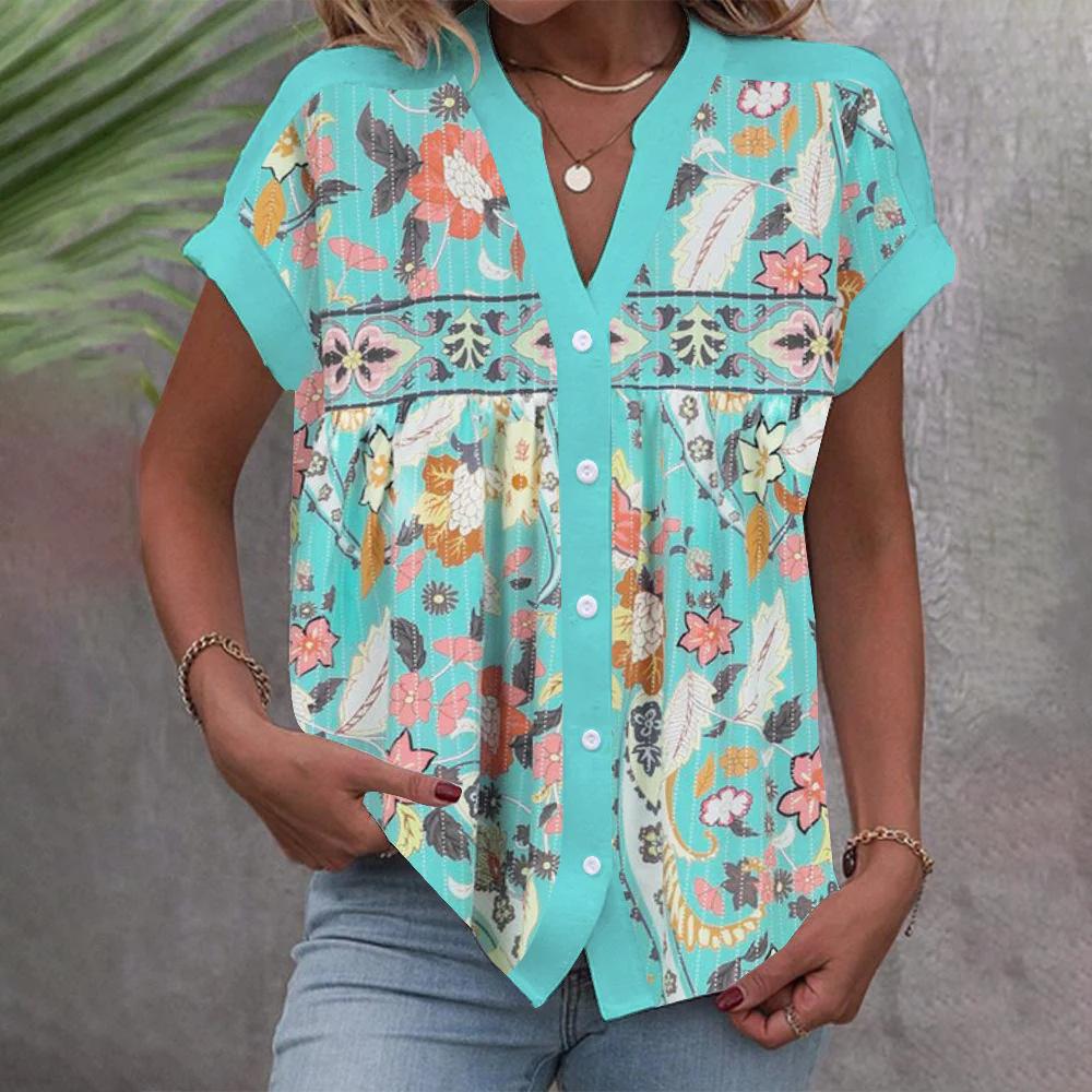 Cute Short Sleeve Print Top