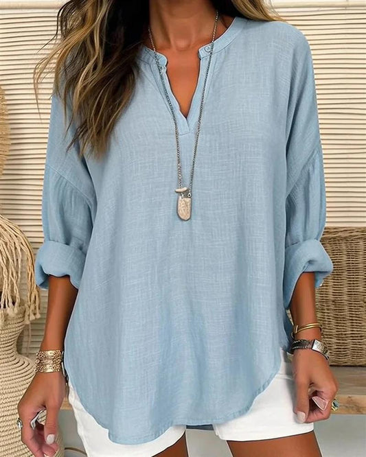 Modern Blue Striped Long Sleeve Top