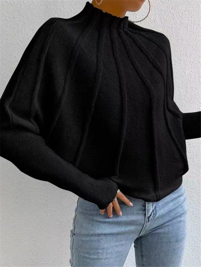 Half turtleneck solid color knitted sweater