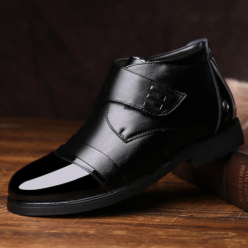 High-top plus velvet leather business cotton shoes