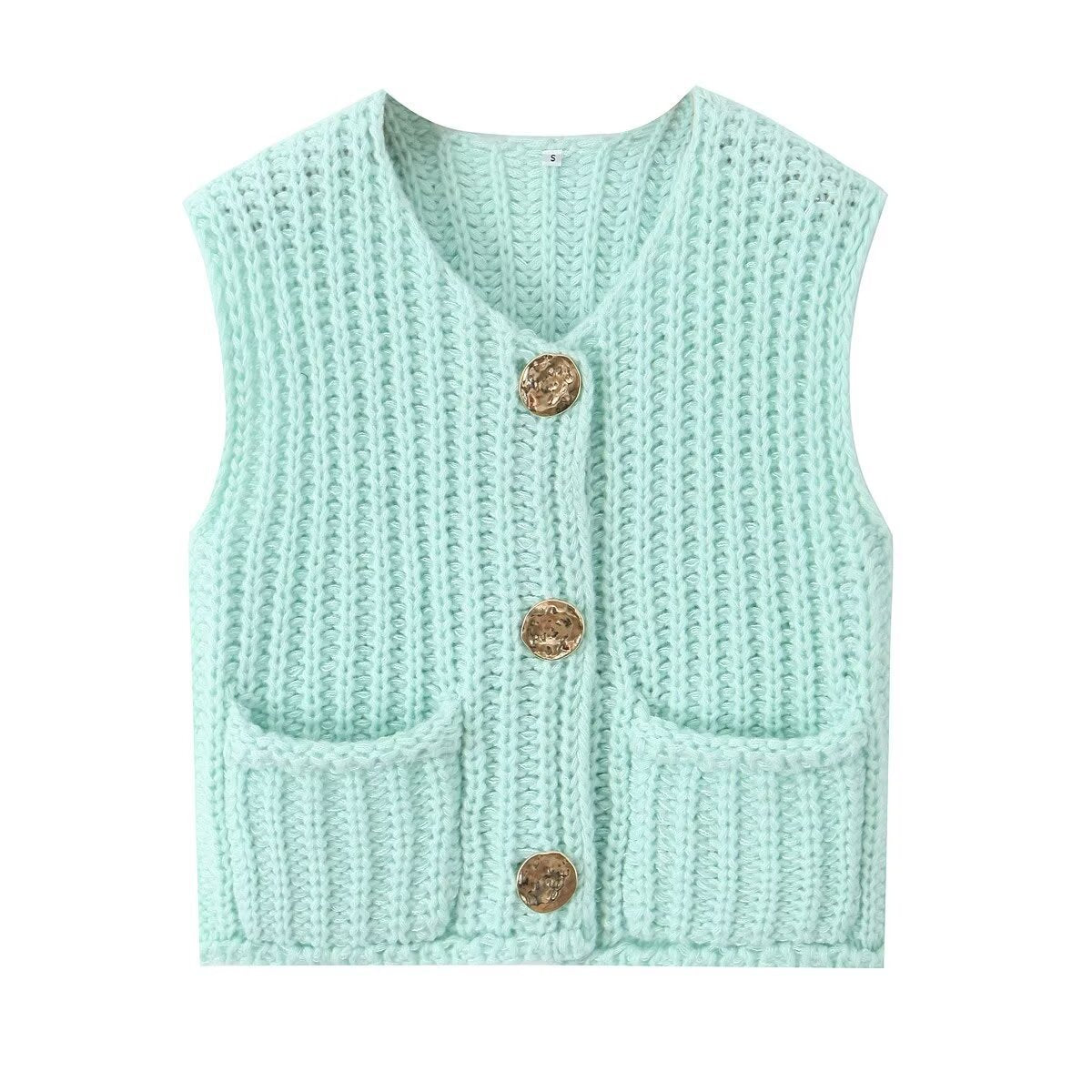 New sleeveless short knitted vest