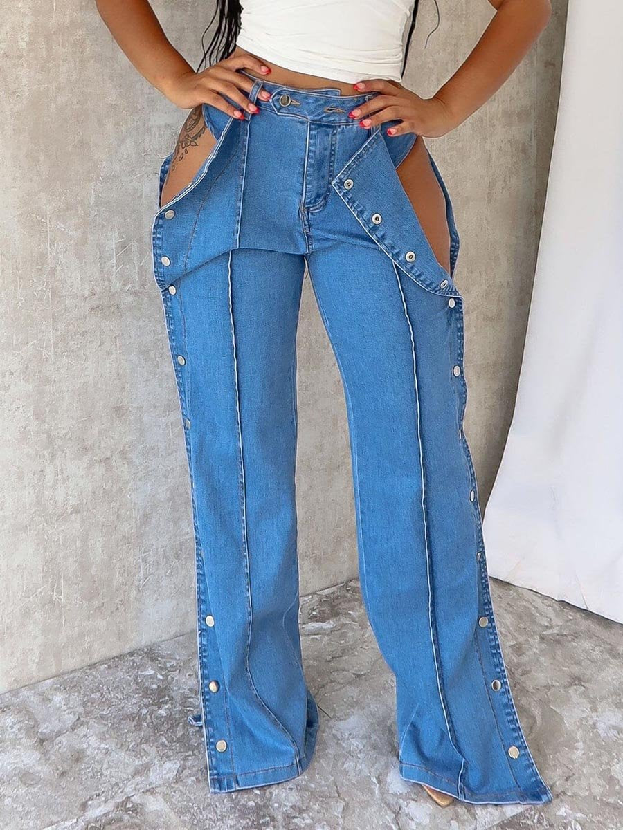 Flare Snap Button Jeans