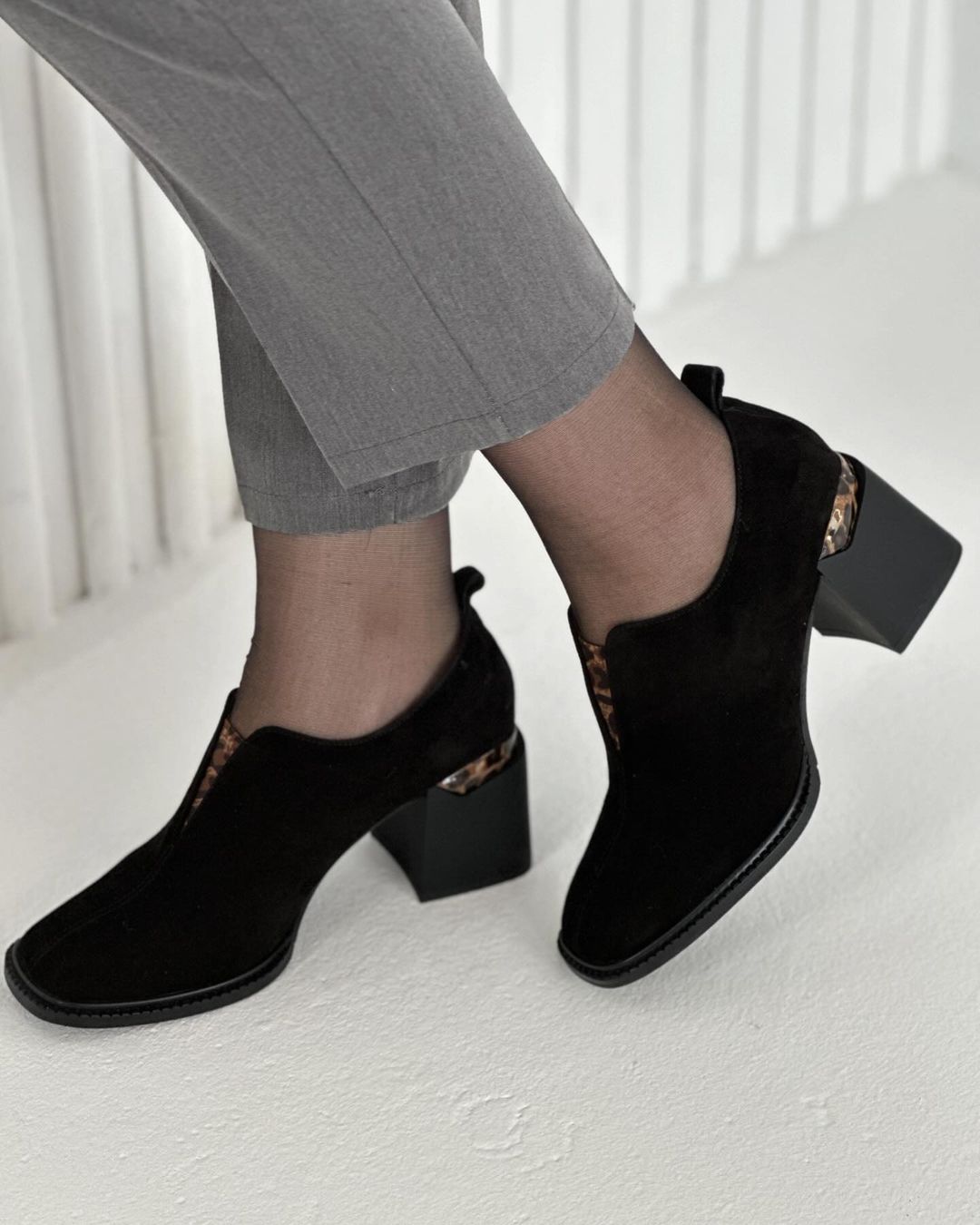 suede block heel loafers