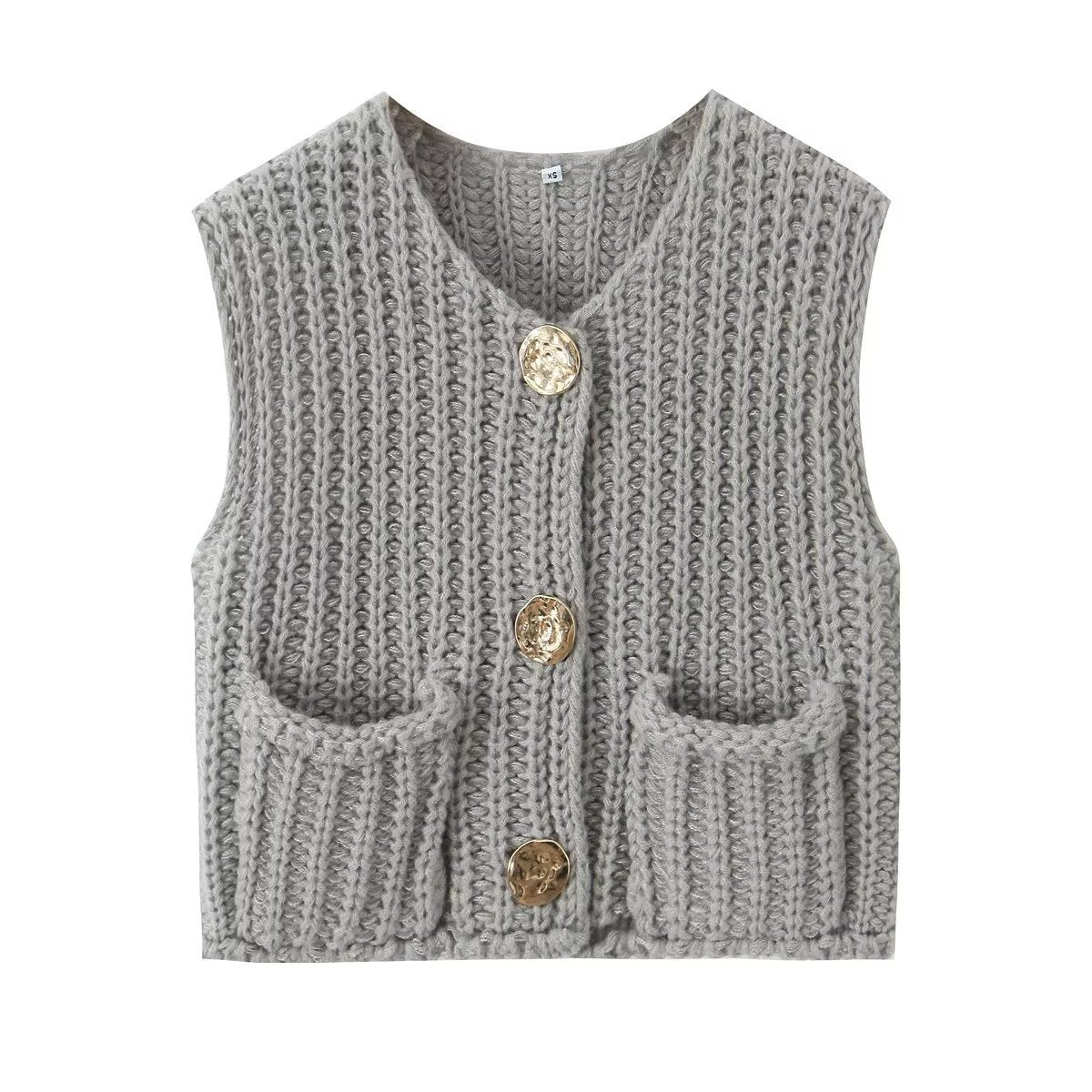 New sleeveless short knitted vest