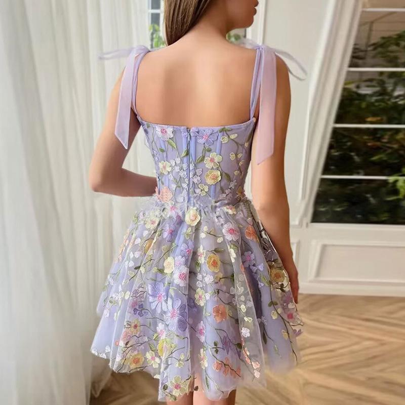 Three-dimensional flower hip-hugging sexy dress