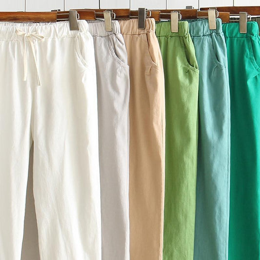 Cotton and linen casual pants