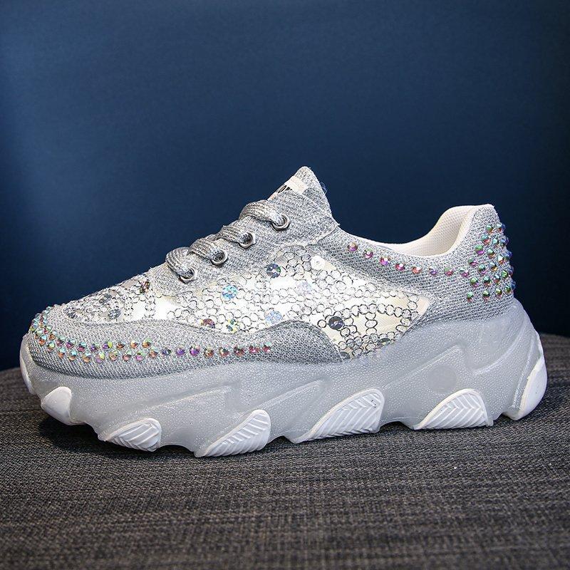 New breathable rhinestone hollow sneakers