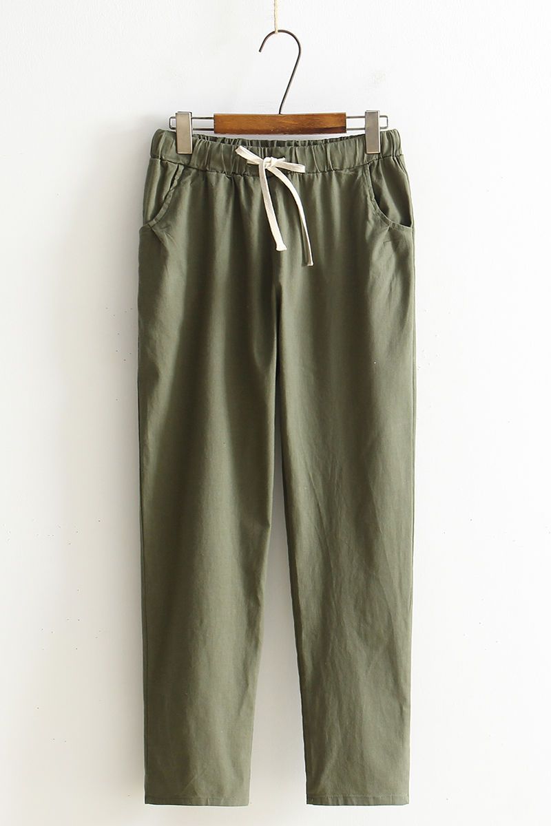 Cotton and linen casual pants