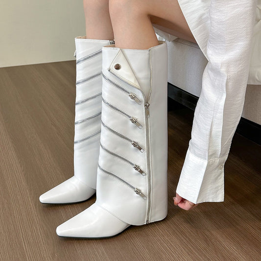 Retro zipper leg boots