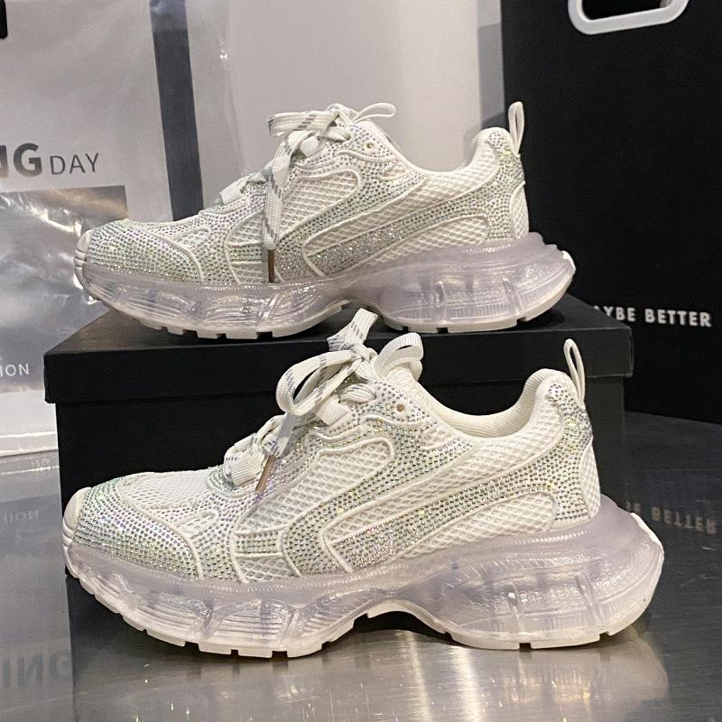 Starry rhinestone mesh breathable casual sneakers