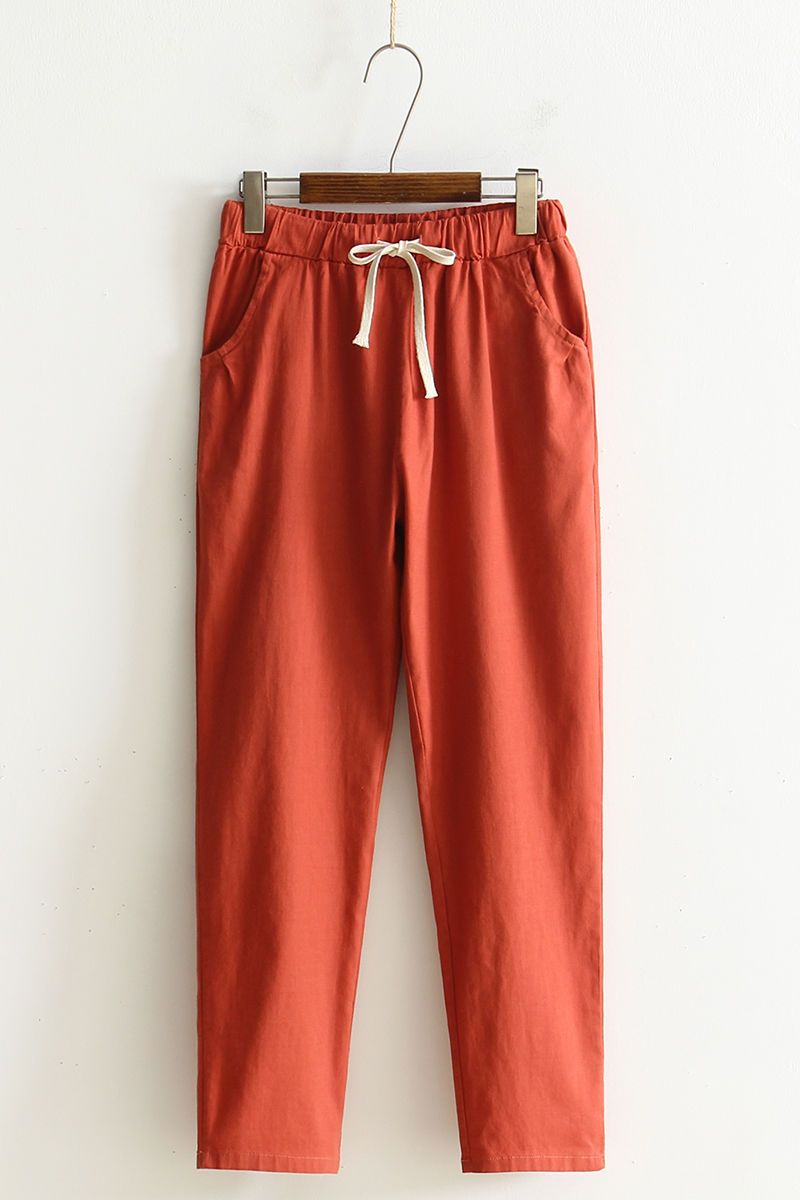 Cotton and linen casual pants