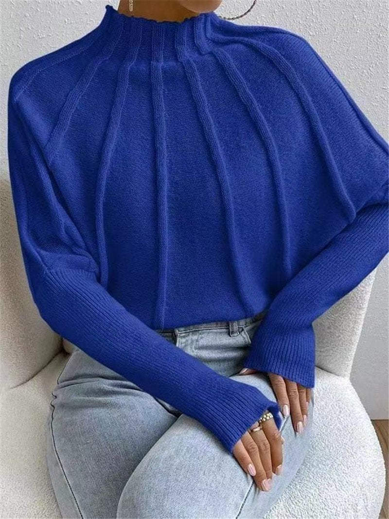 Half turtleneck solid color knitted sweater