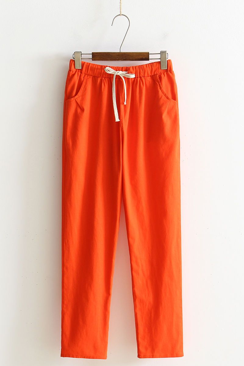 Cotton and linen casual pants