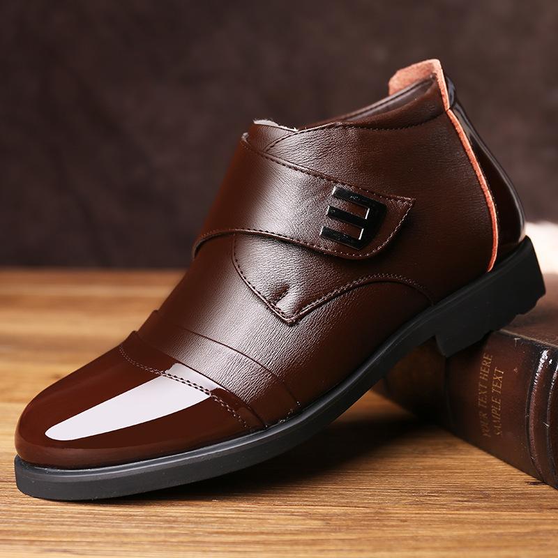 High-top plus velvet leather business cotton shoes