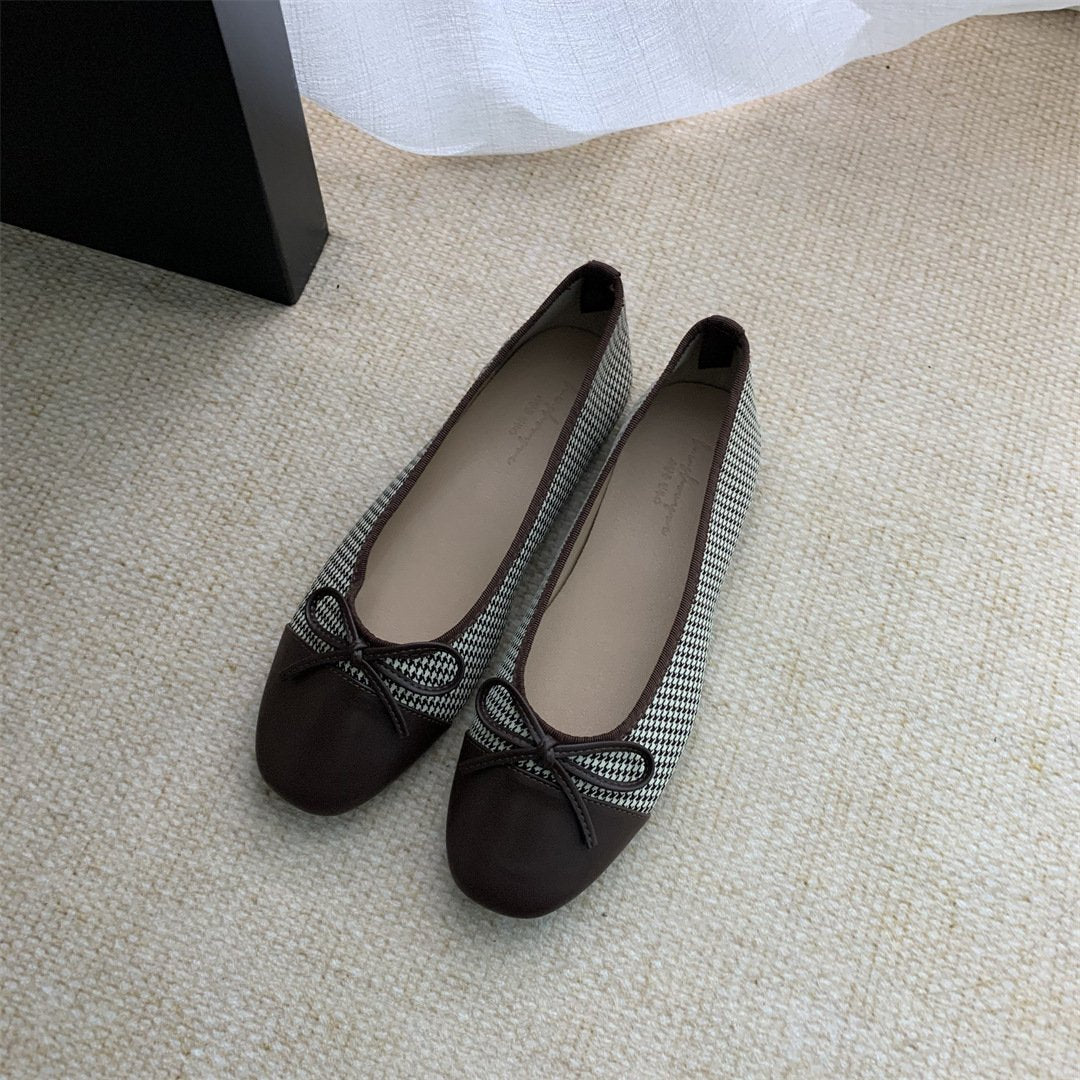 Flat-soled small fragrant style gentle spring and autumn scoop shoes