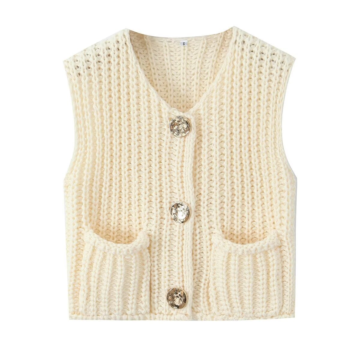 New sleeveless short knitted vest